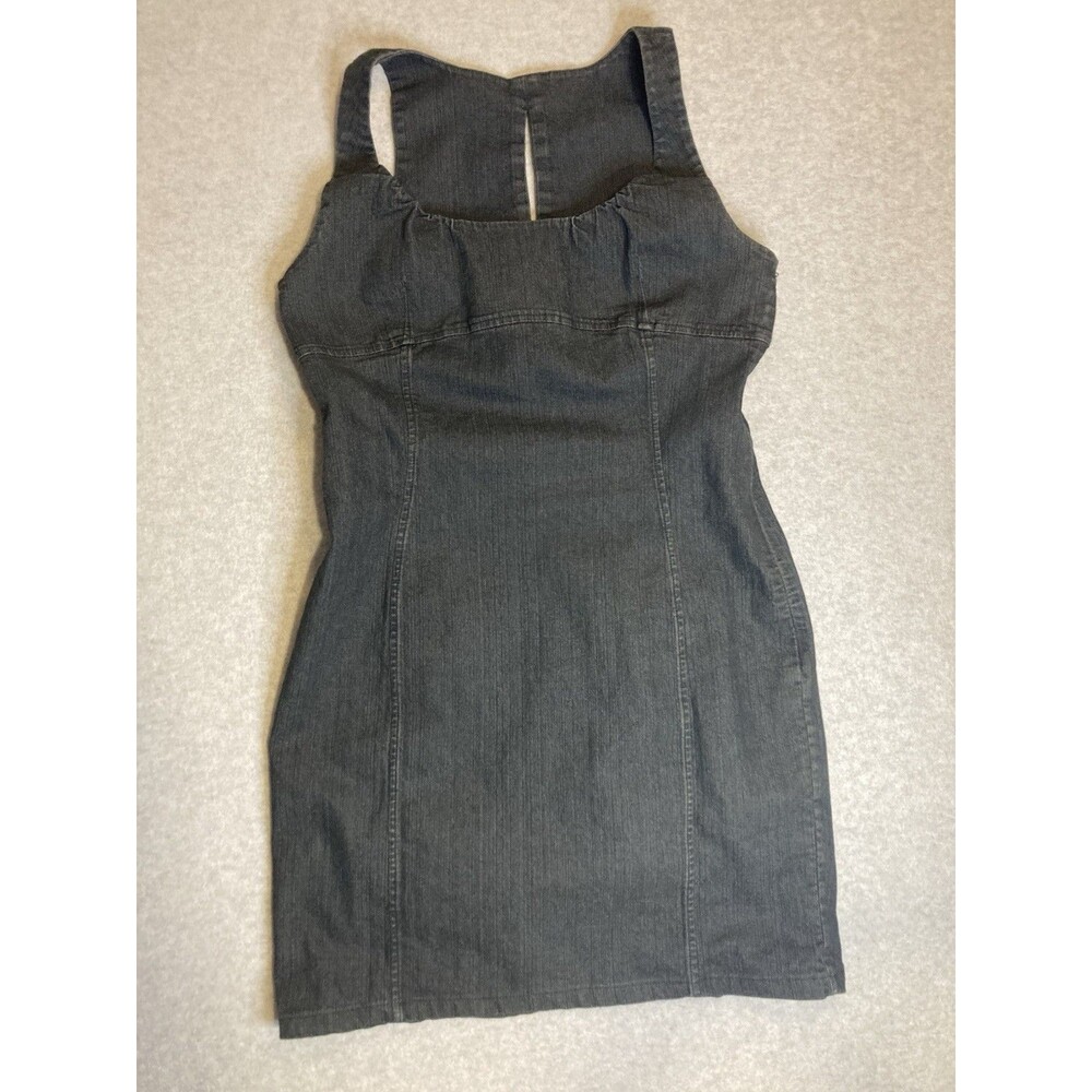 Irene Van Ryb Sz 42 Black Denim Mini Dress Baddie Biker Rocker Goth Basic Irv